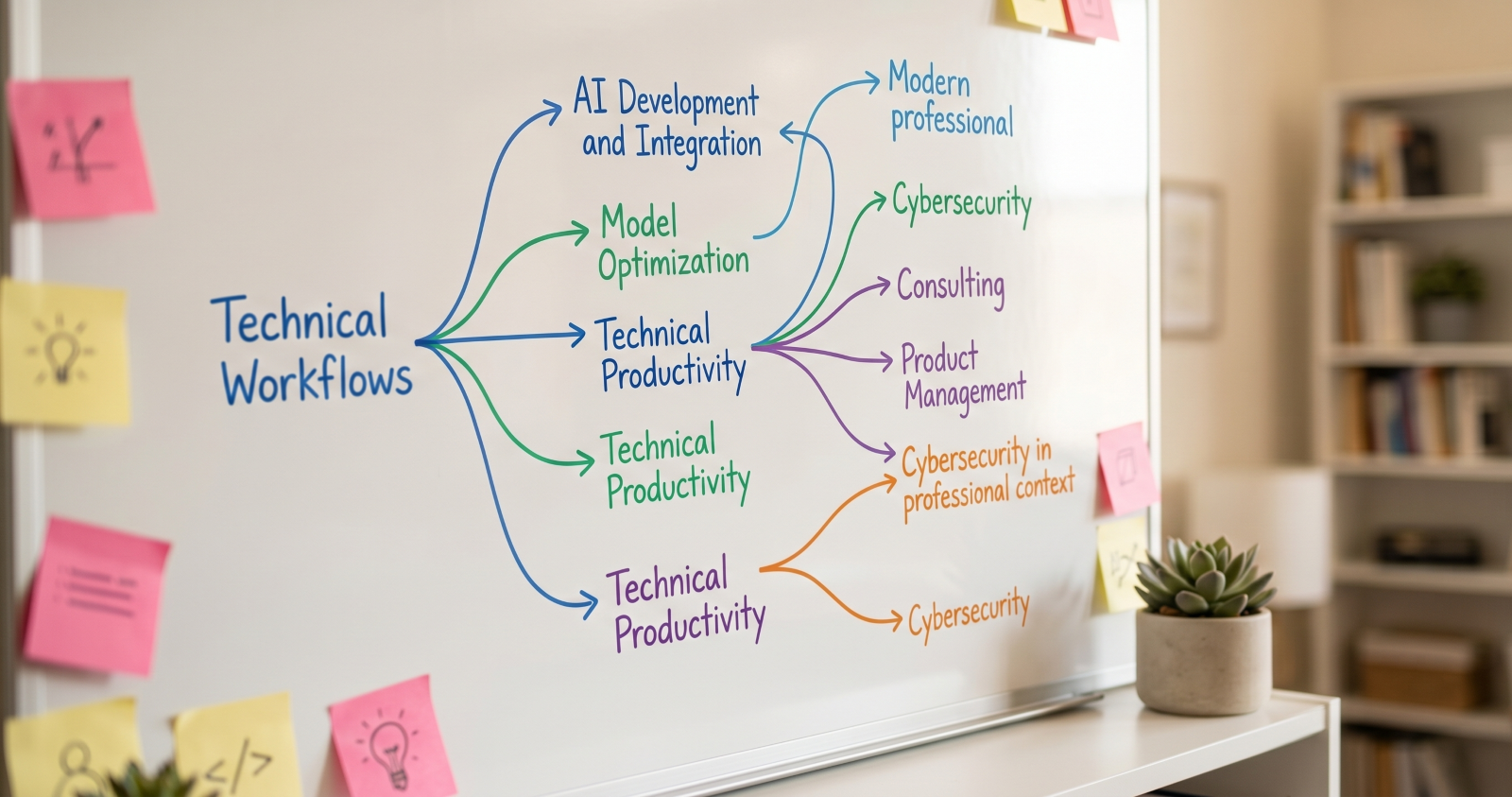 Career counselor whiteboard with branching career paths drawn in colored markers