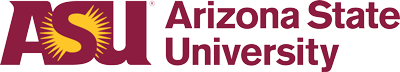 Arizona State University logo on maroon