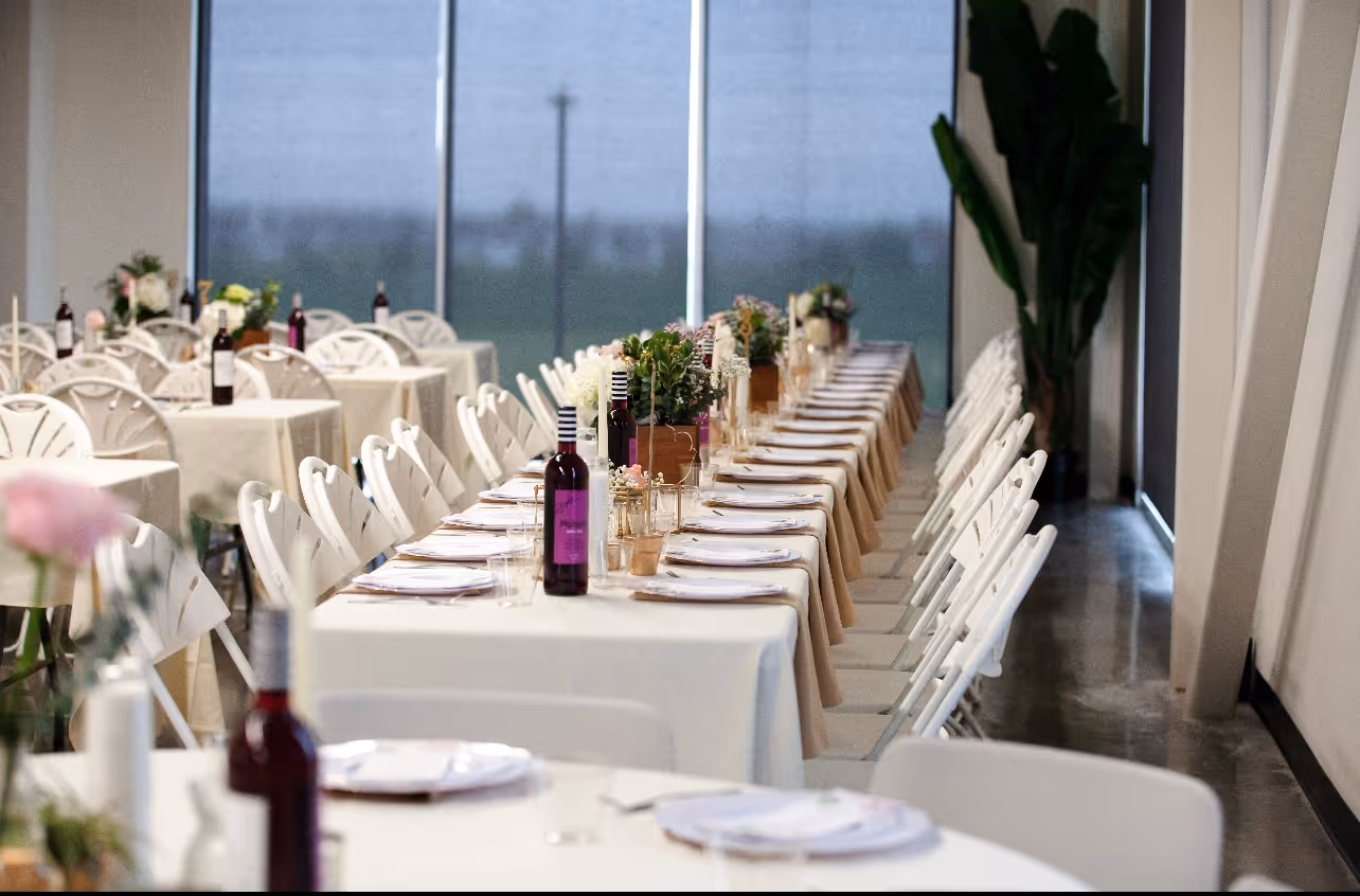 The Event Space area decorated for a wedding celebration