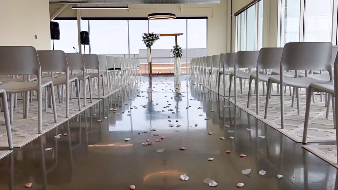 The Event Space venue decorated for a wedding