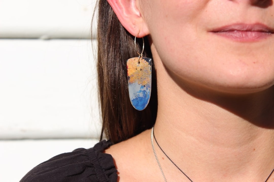 Unique, double-sided statement earrings.