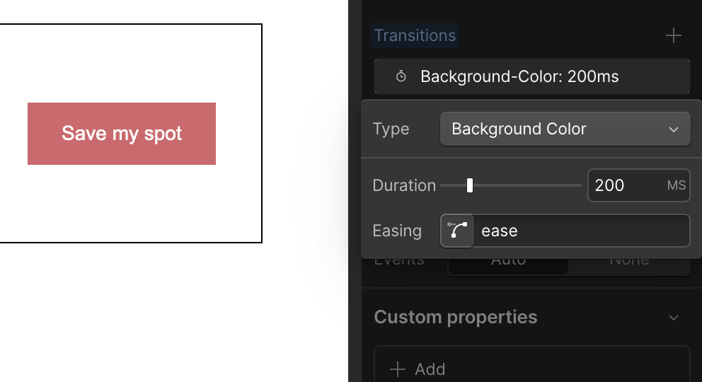 transitionで速度を設定する様子