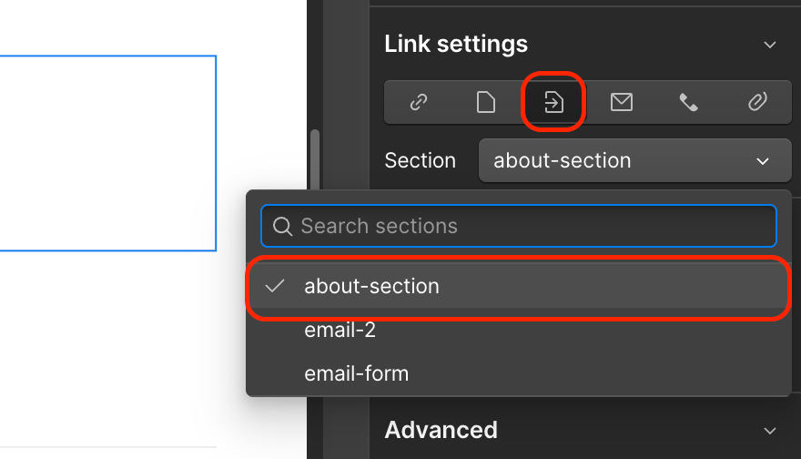 ページ内リンクを選択する様子