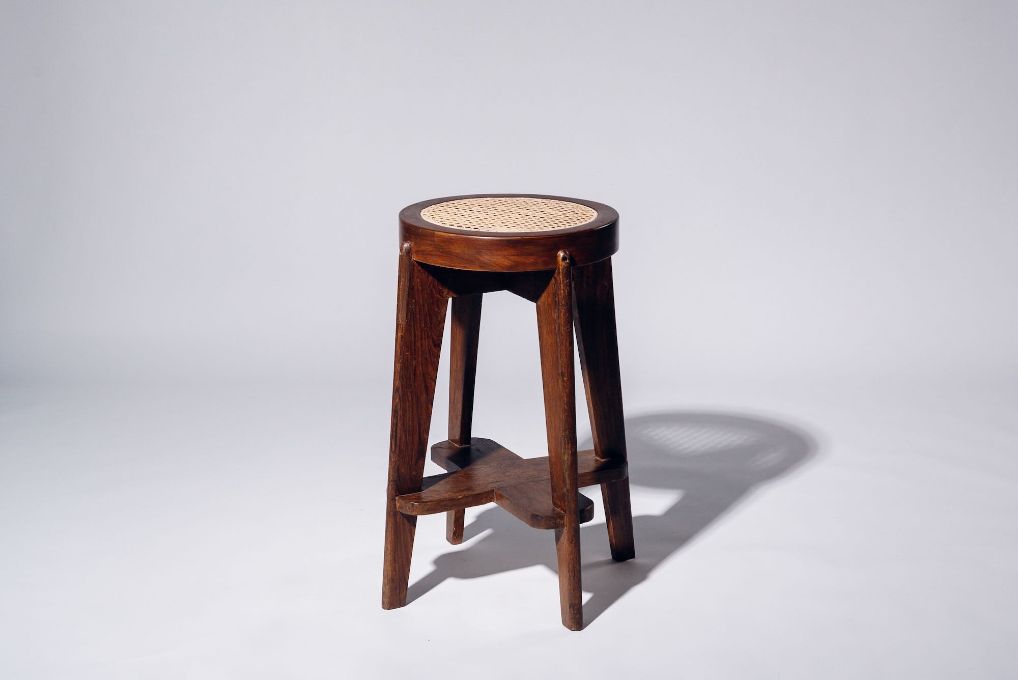 Round Rattan High Stool