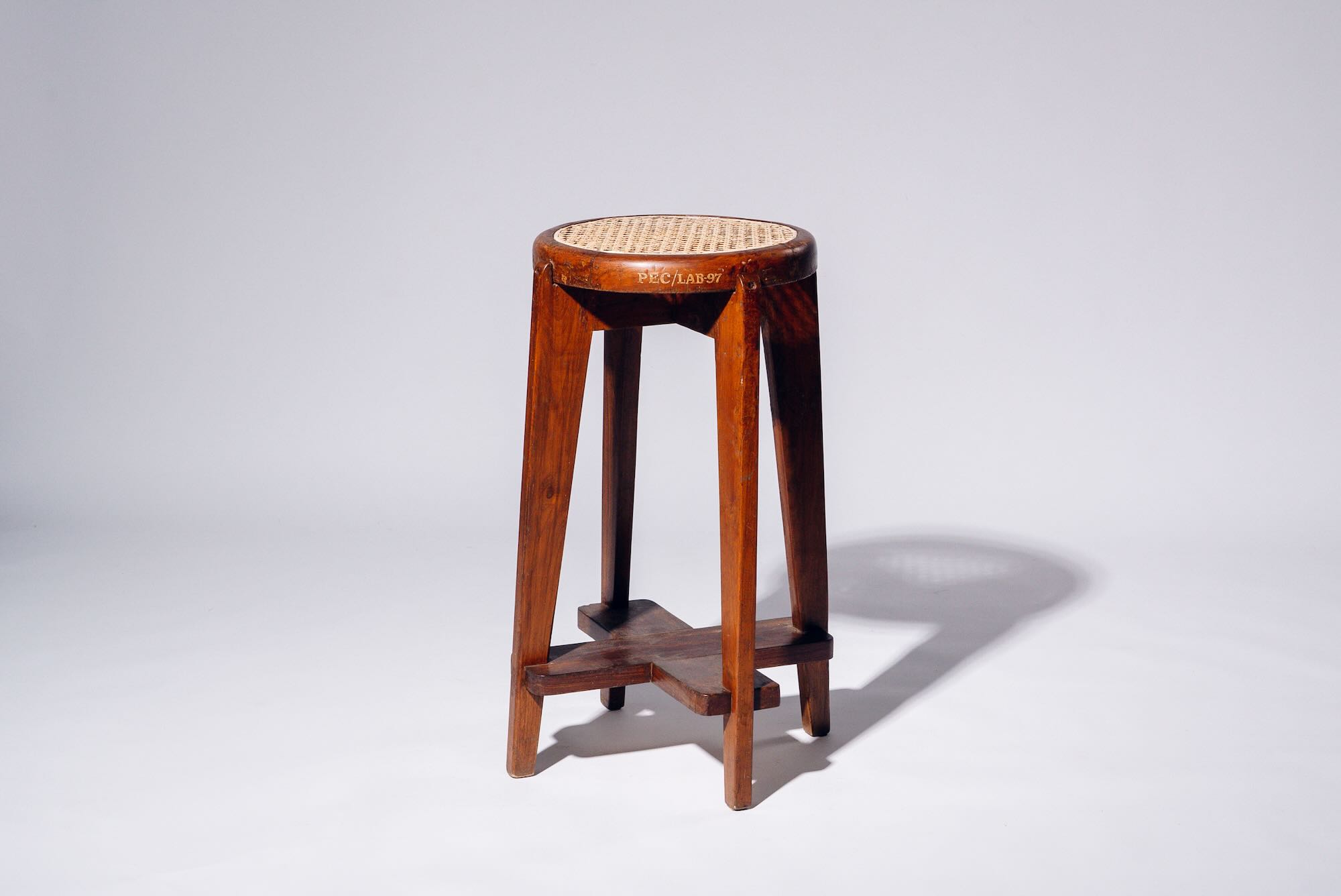 Round Rattan High Stool