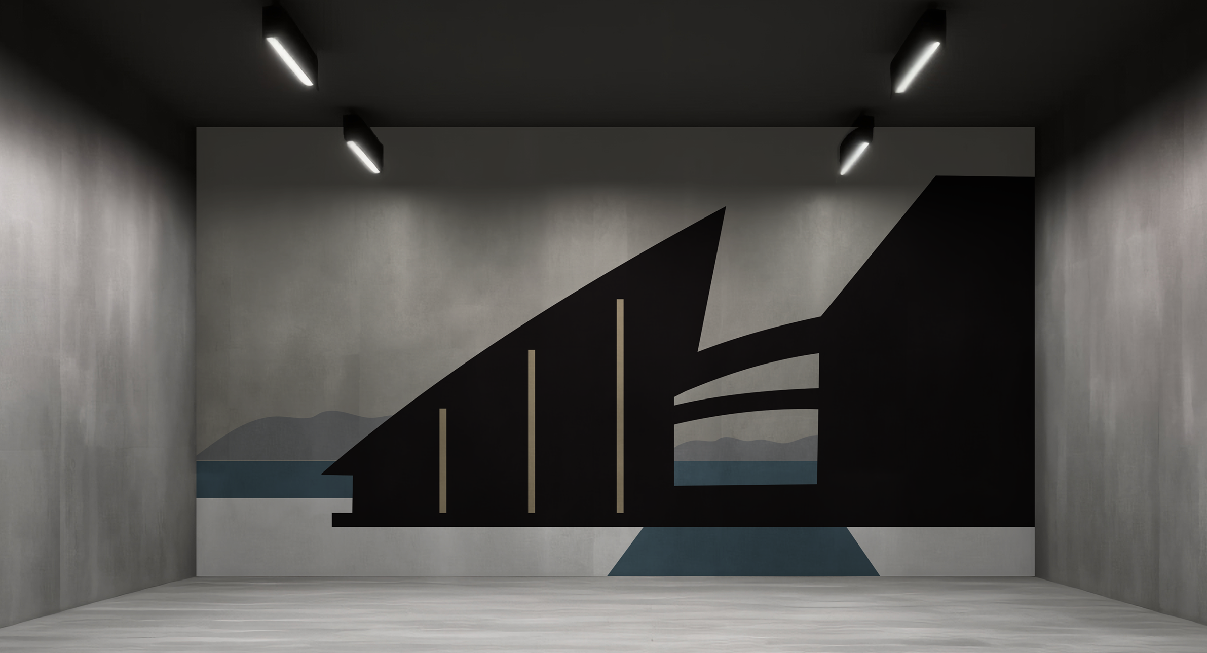 Endevegg i parkeringshus med illustrasjon av Astrup Fearnly museet