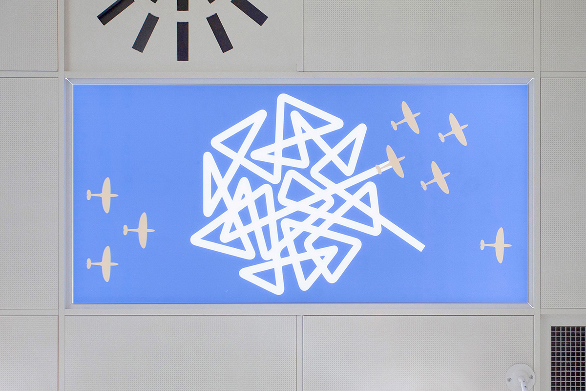 Bright ceiling light design as a focal point.