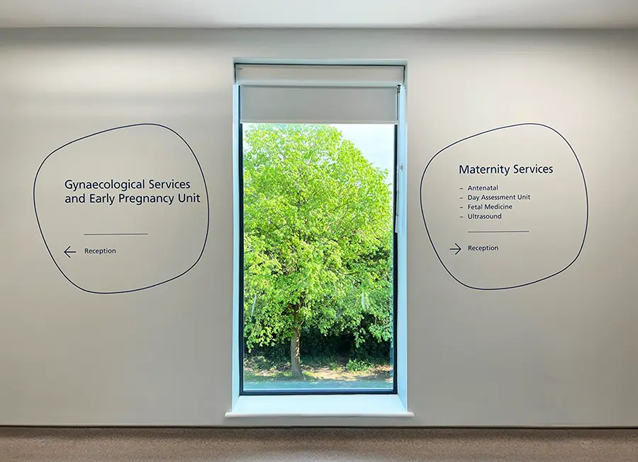 Art, wayfinding and a view to the external landscape at Stoke Mandeville Hospital