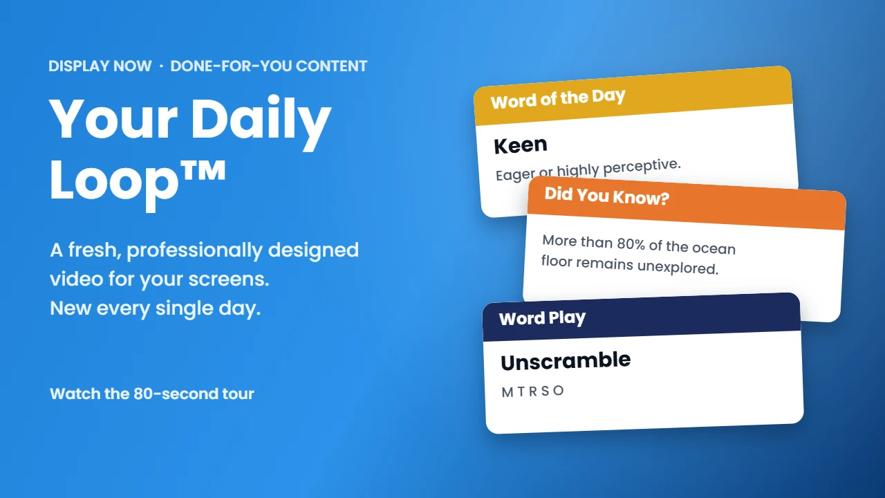 Your Daily Loop video tour: a fresh mixed-content loop for your screens every day