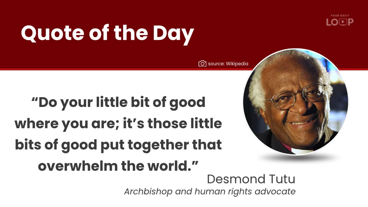 Quote of the Day sample screen with a Desmond Tutu quote