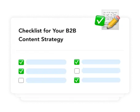 B2B content strategy checklist with tasks marked as completed or pending.