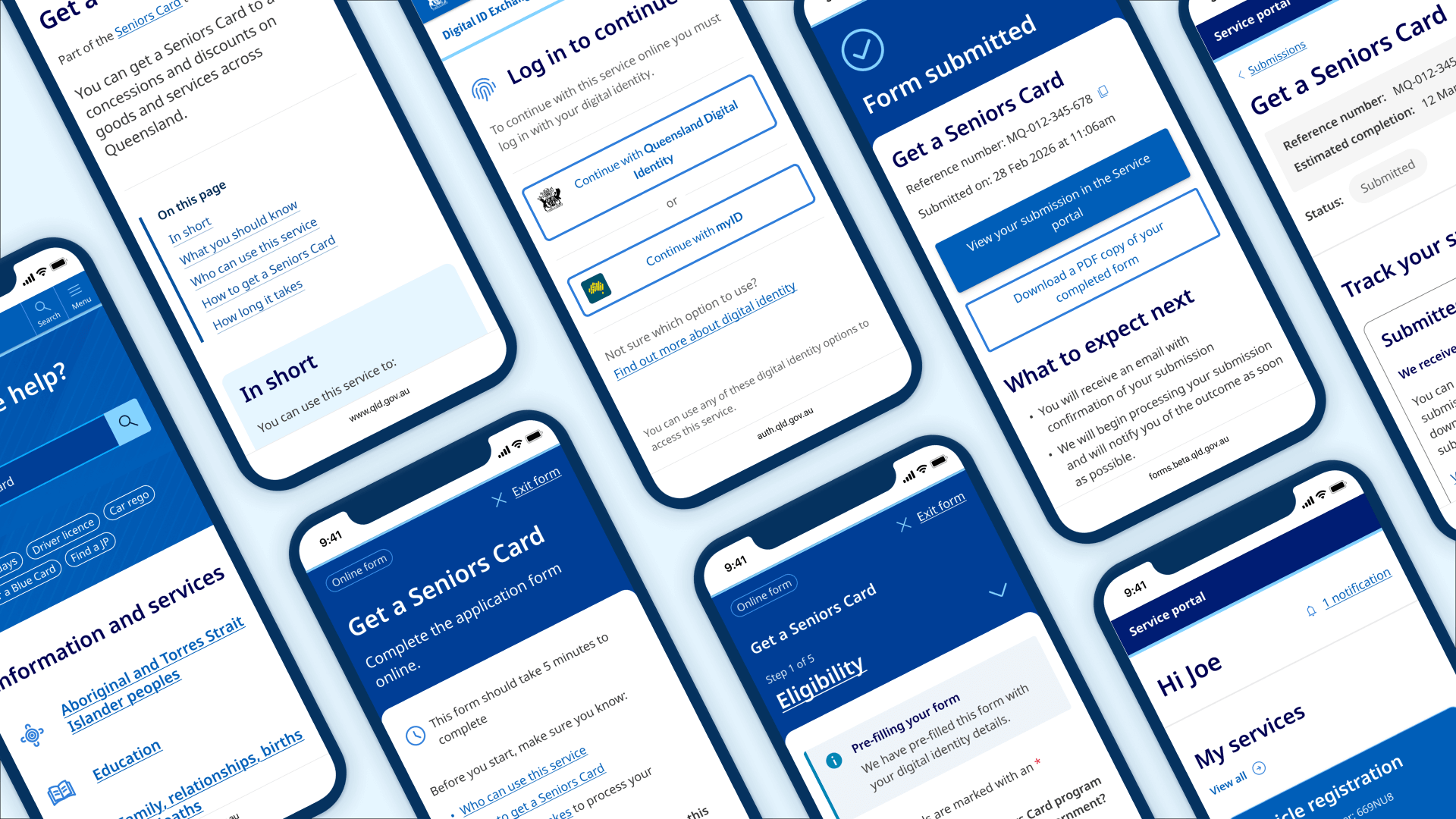 Images of Queensland Government website on mobile devices
