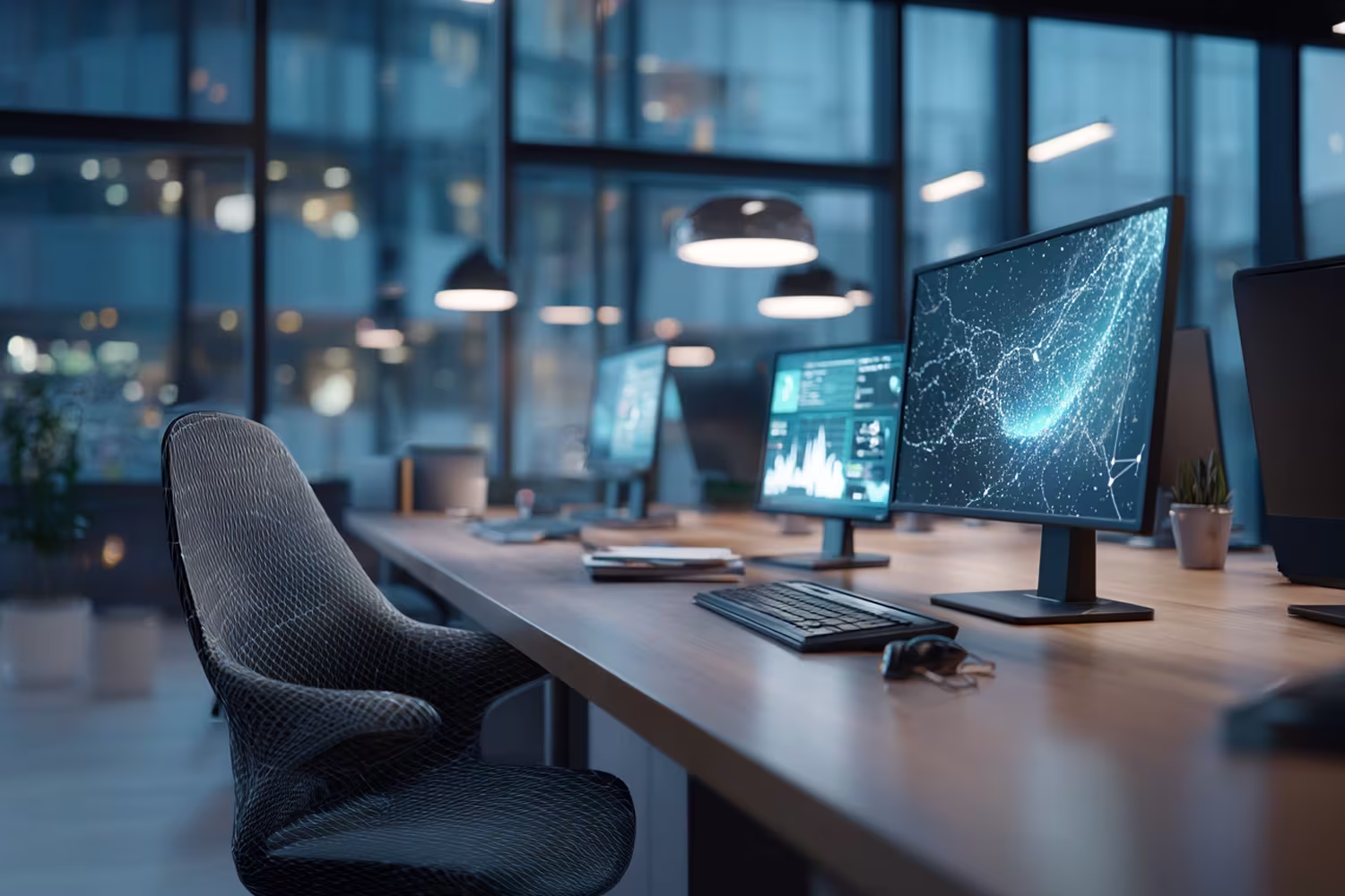 Modern business IT network workspace
