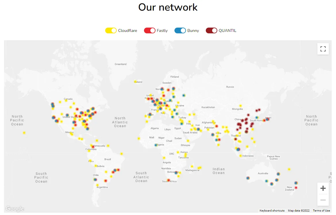 network CDN providers map