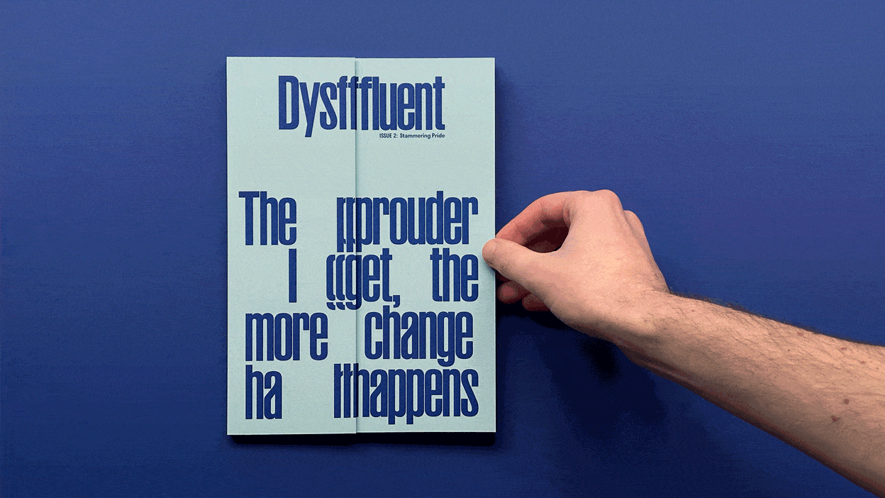 A gif of a magazine cover about stammering pride.