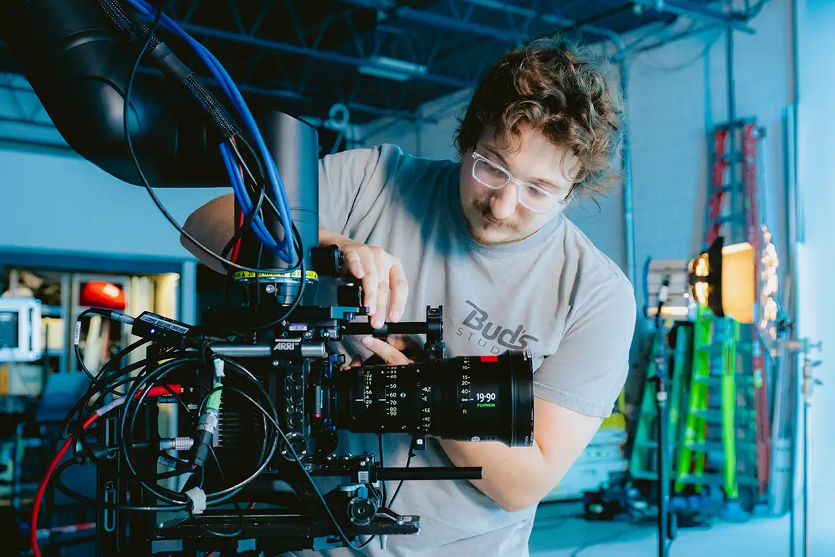 Moco Tech Ben Vuocolo working with the Fujinon 19-90 lens on the MRMC Cinebot Max Robot