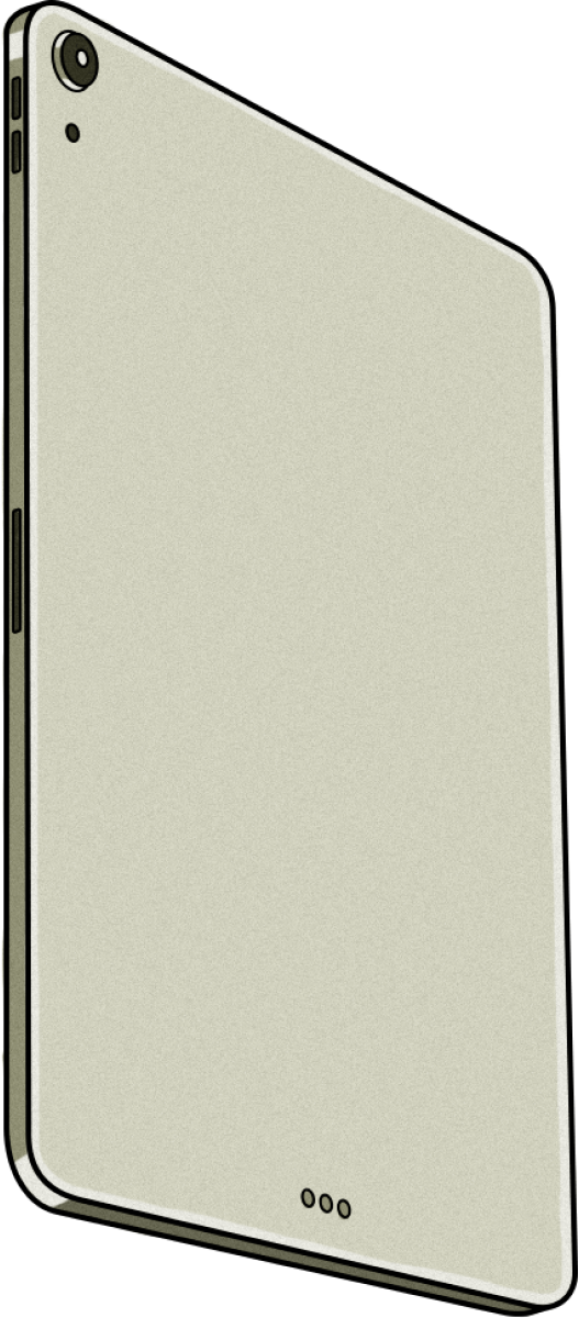 The back of a grey computer tablet