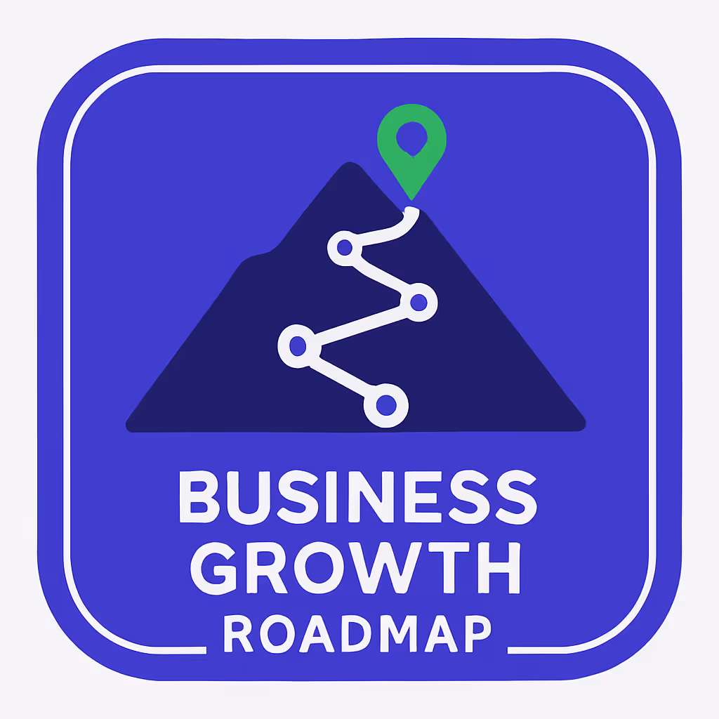 Business Growth Roadmap mountain infographic with direct ascending path and milestones.