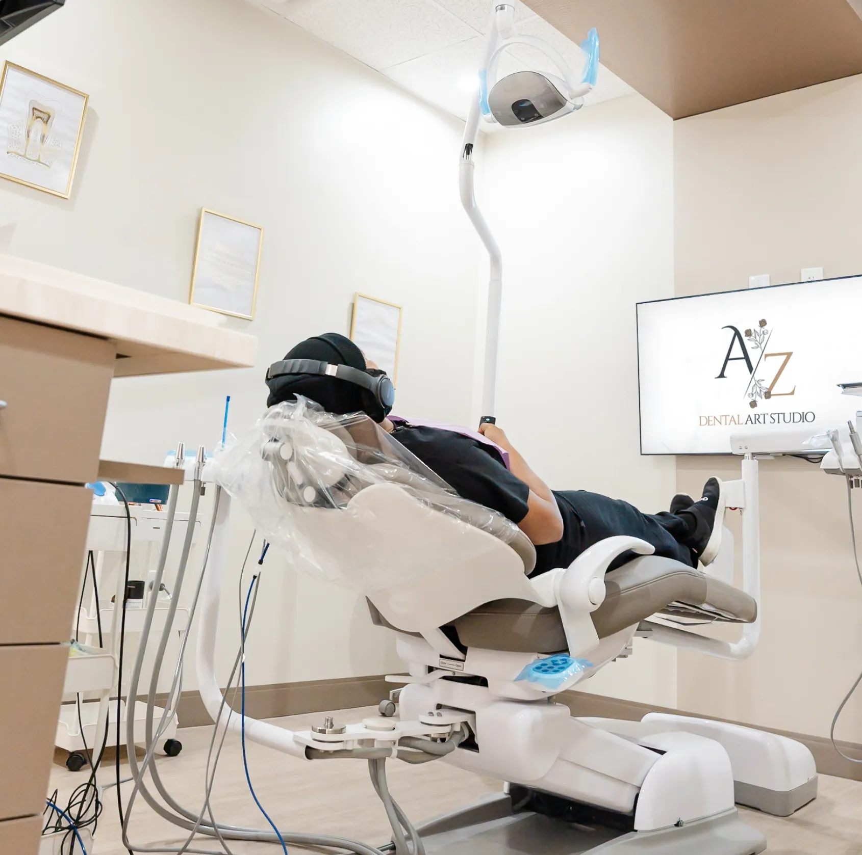 Patient relaxing at A-Z Dental Art Studio