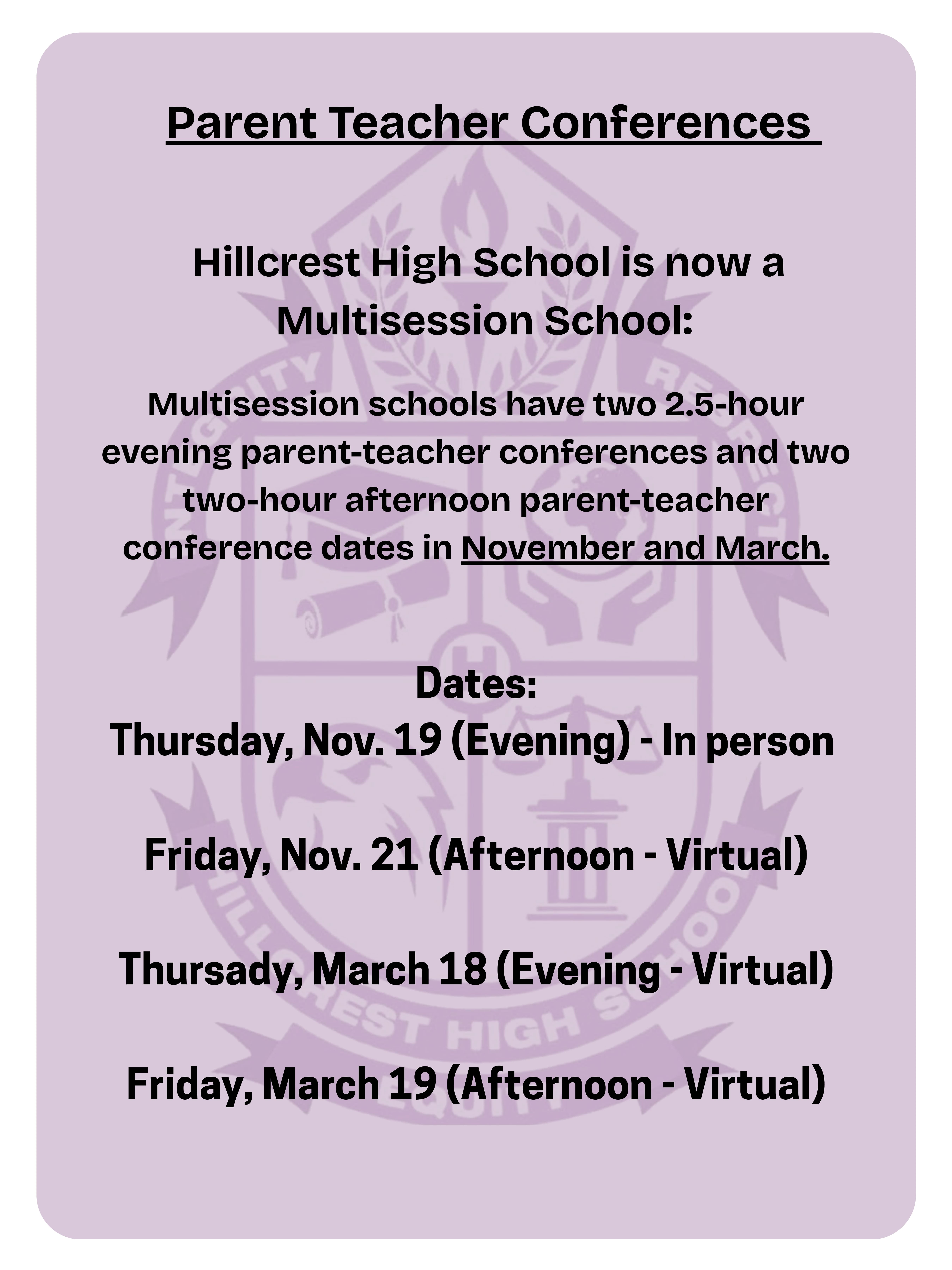 Parent Teacher Conferences flyer