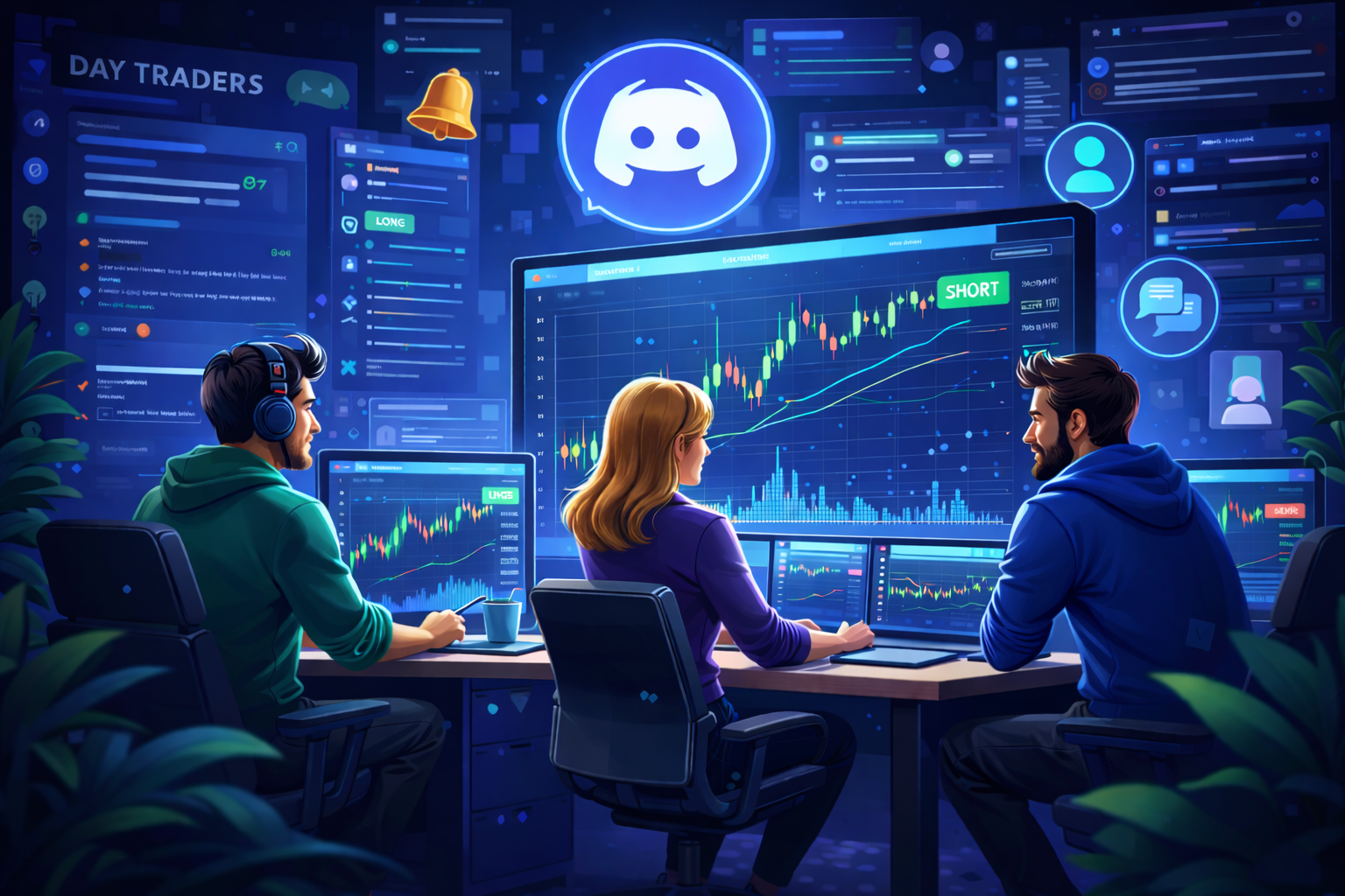 a couple of day traders testing out the best day trading discords of 2026