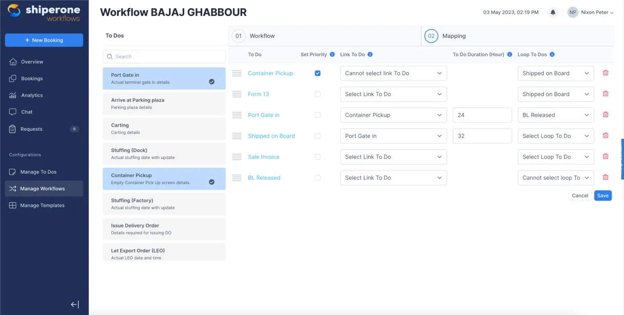 Shiperone's configure workflows overview