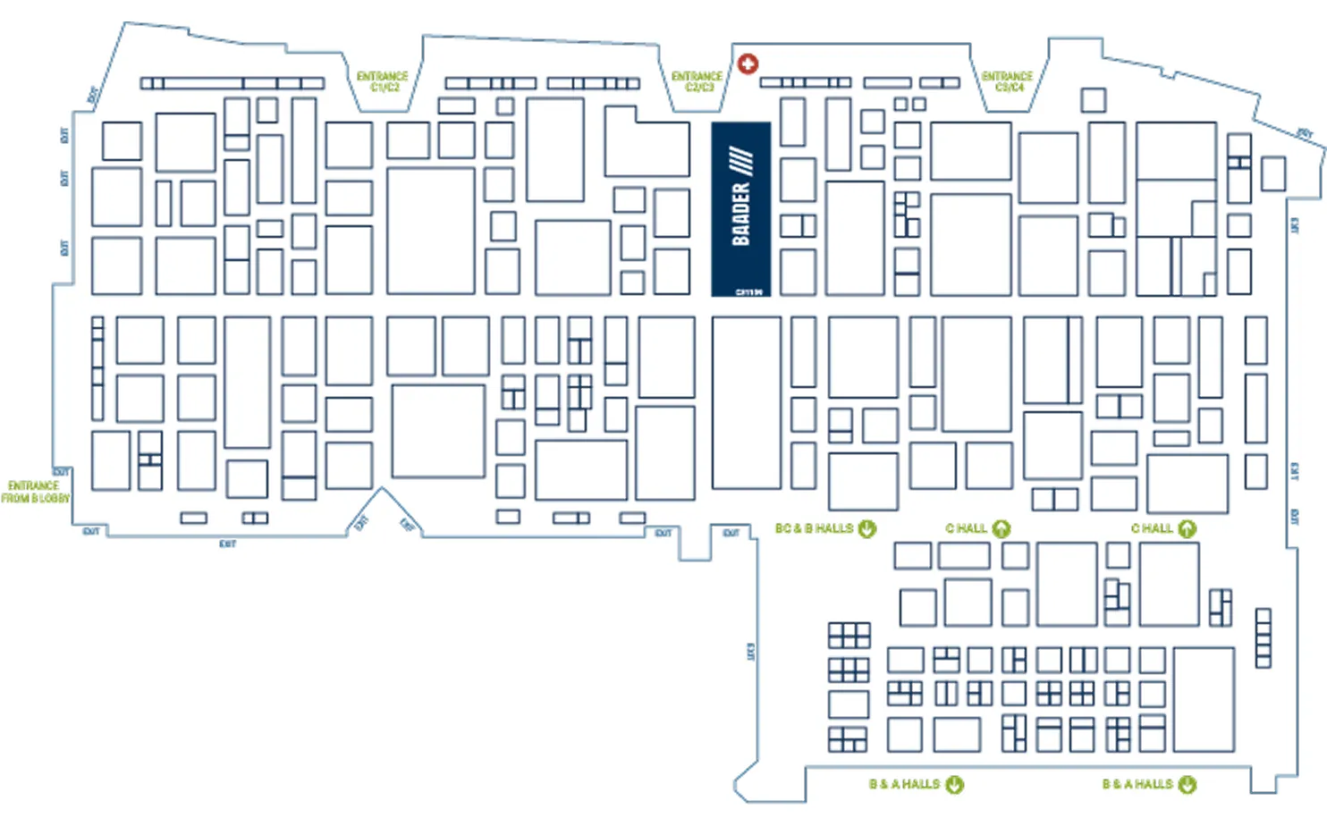 IPPE 2026 booth plan with marked BAADER booth