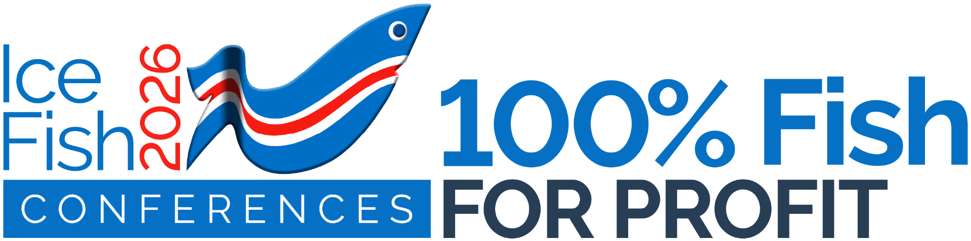 Ice Fish 2026 Conferences logo with stylized fish and text 100% Fish for Profit