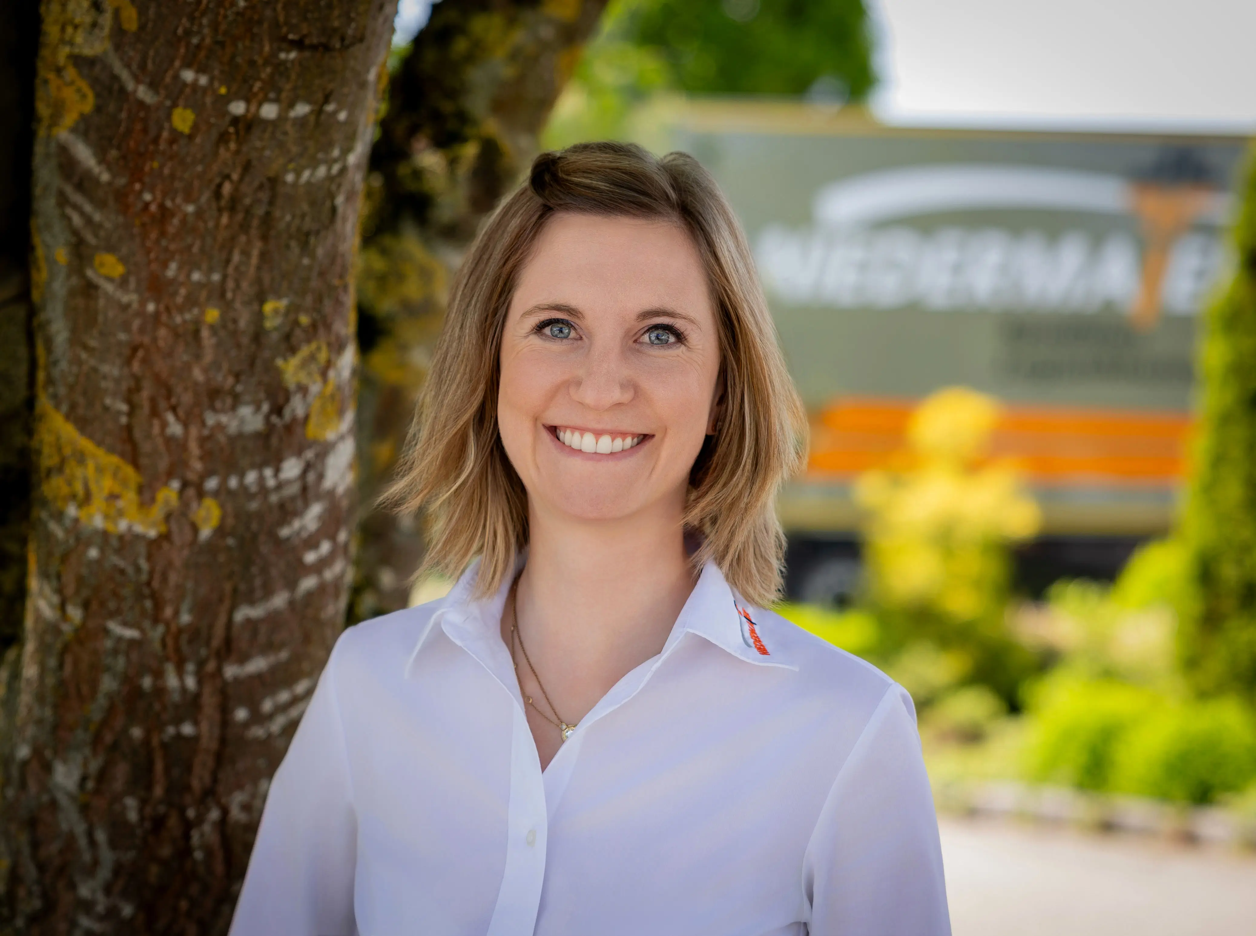 Nicole Arlt, load carrier specialist at Niedermaier, photographed at the company's logistics facility.