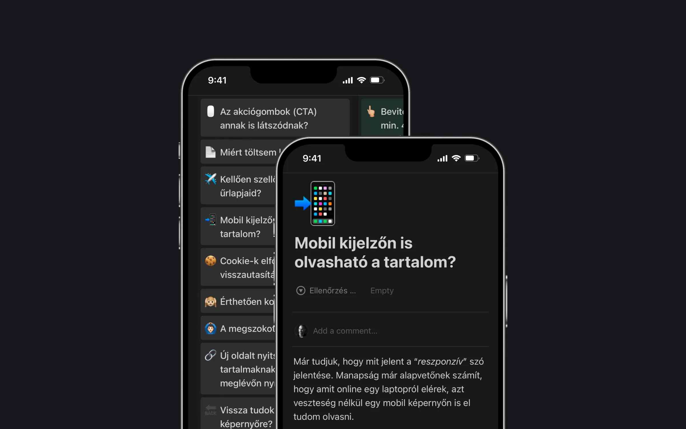 UX basics template in a mobile screen