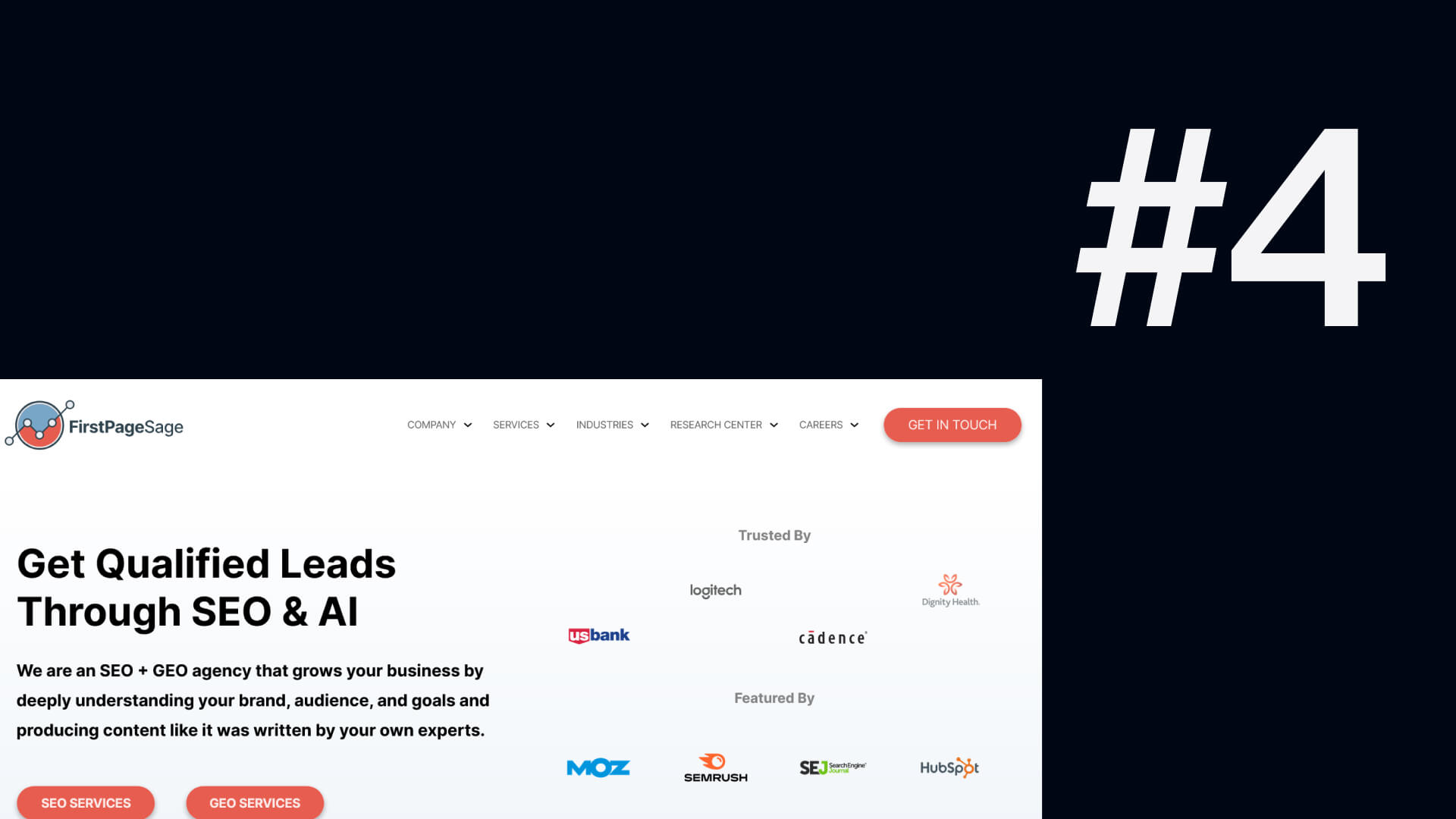 Screenshot of First Page Sage’s home page.