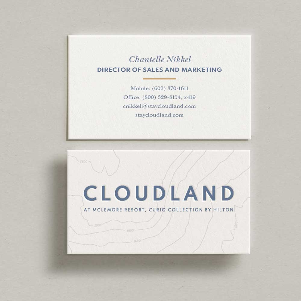 business cards for Cloudland at McLemore Resort