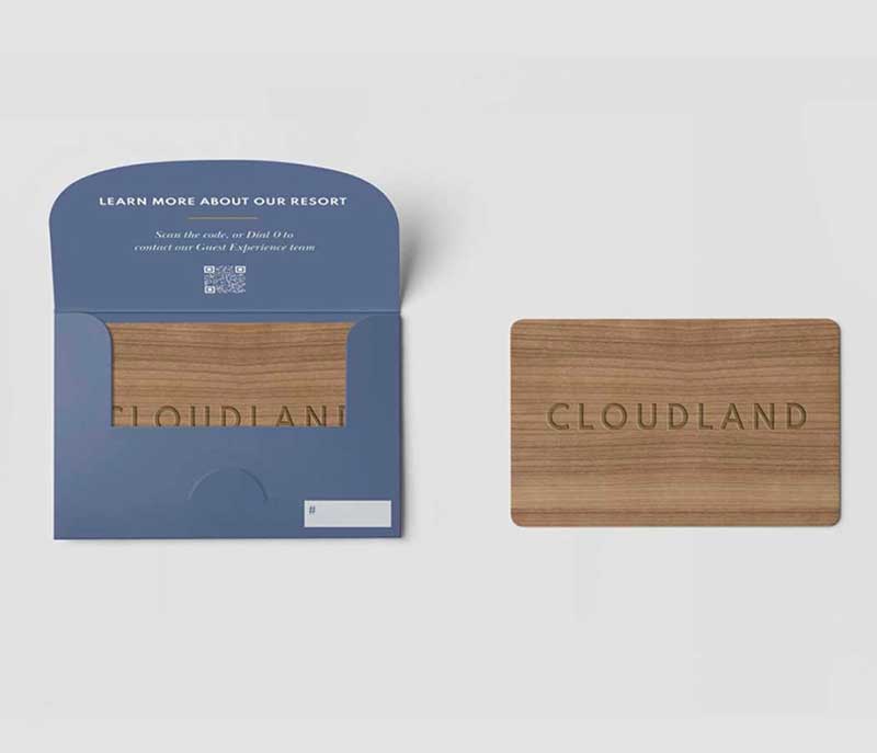 keycards and branding for the Cloudland resort
