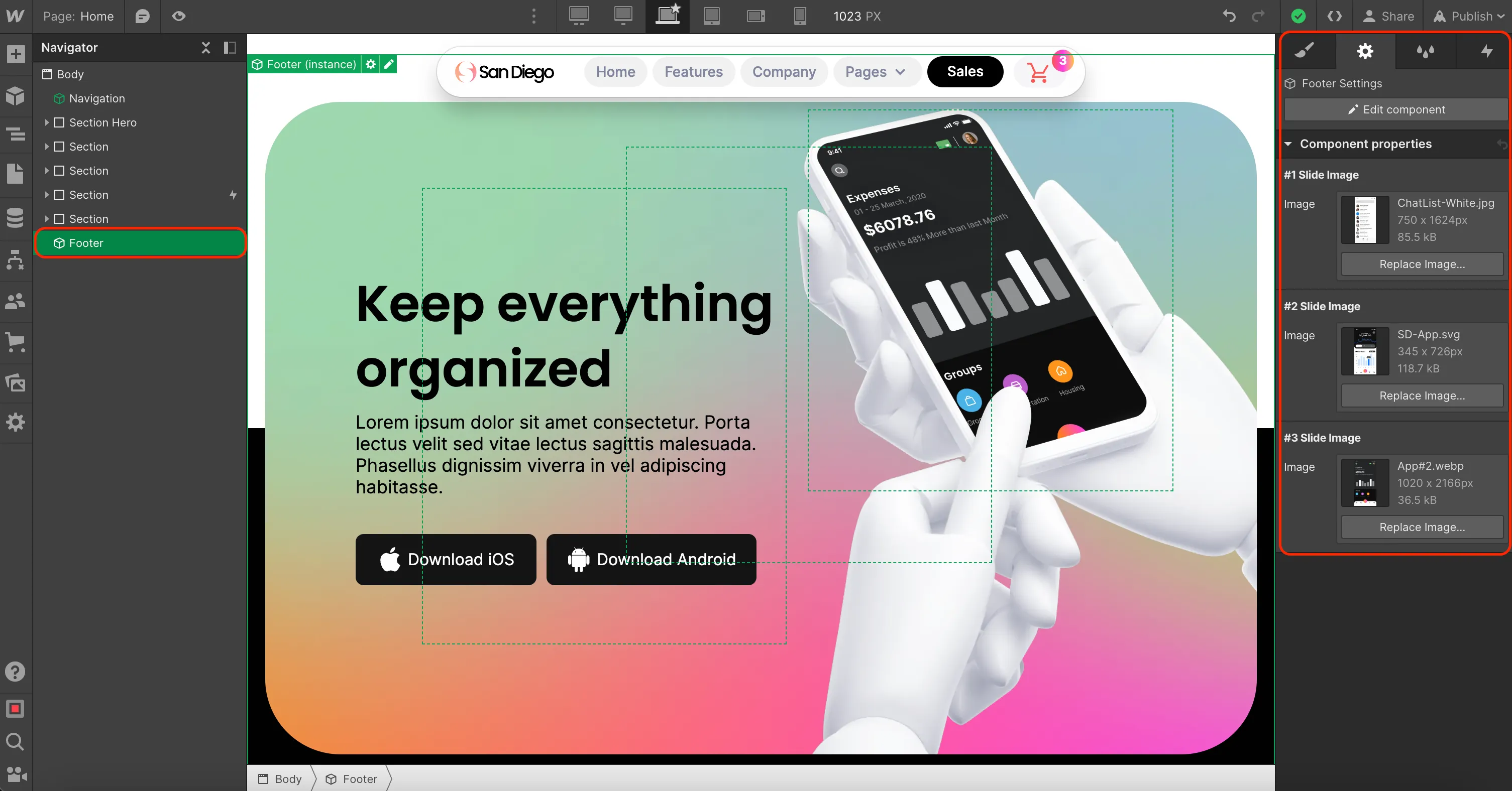 SaaS Webflow Template - SanDiego - Designed by Azwedo.com and Wedoflow.com