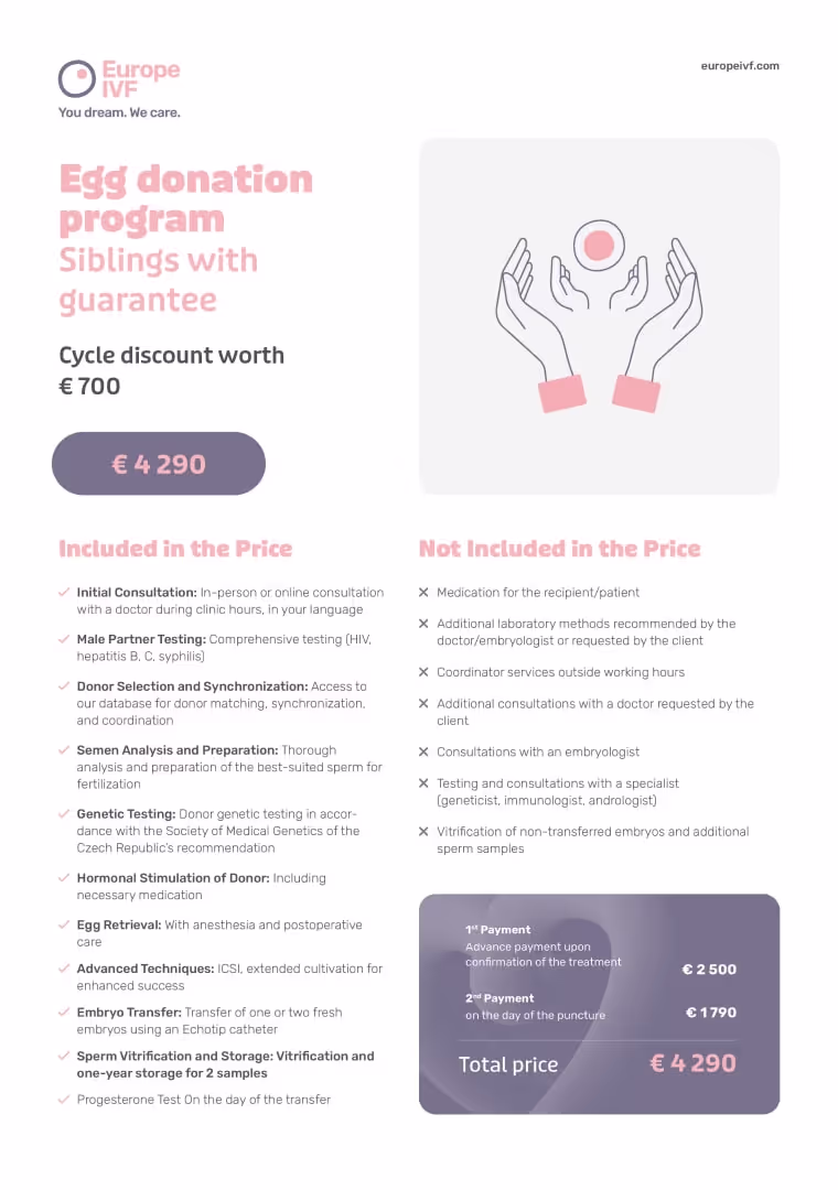 Egg donation program Siblings with guarantee