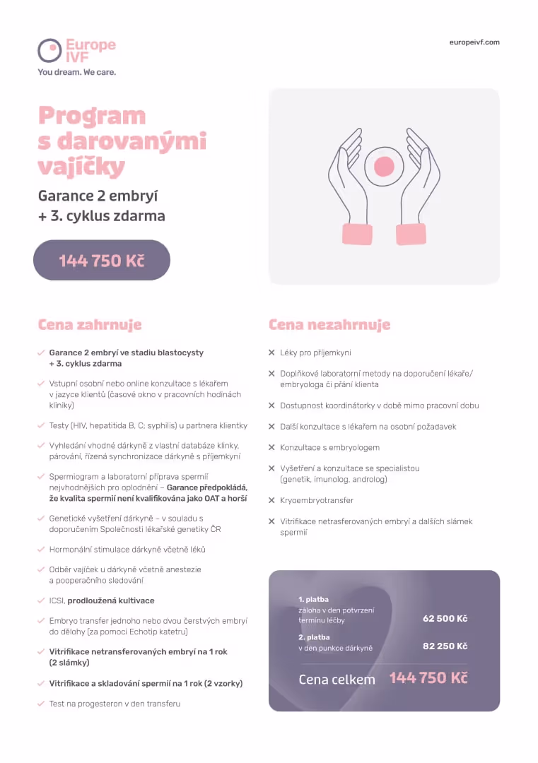 Program s darovanými vajíčky Garance 2 embryí