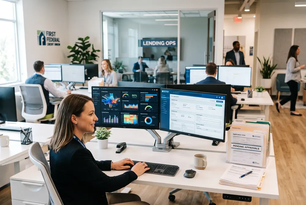 Evaluate how a lending platform handles core data, approved loan details, and staff review across the full lending process.