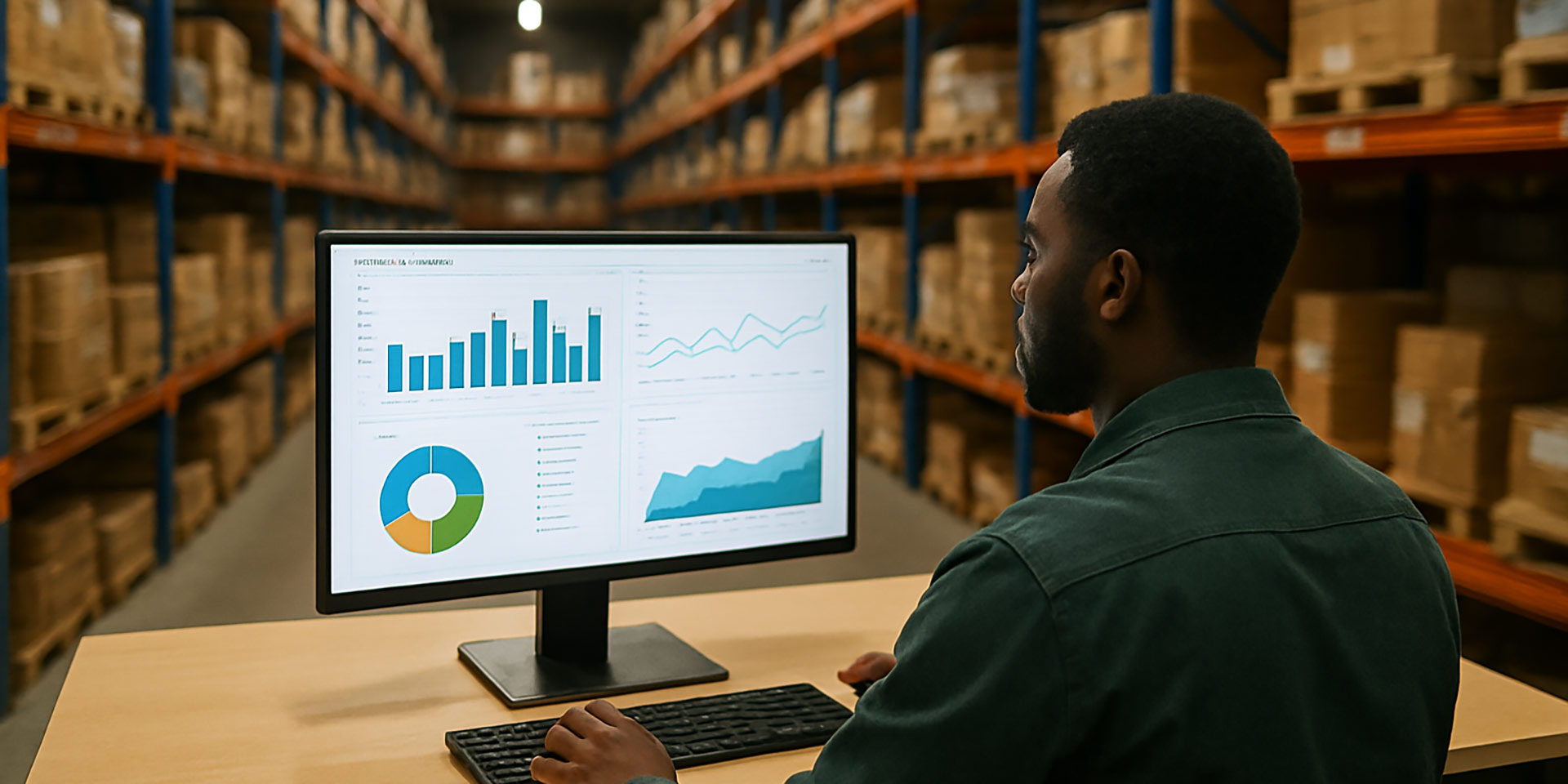 AI generated image of a data analyst in a supply chain company