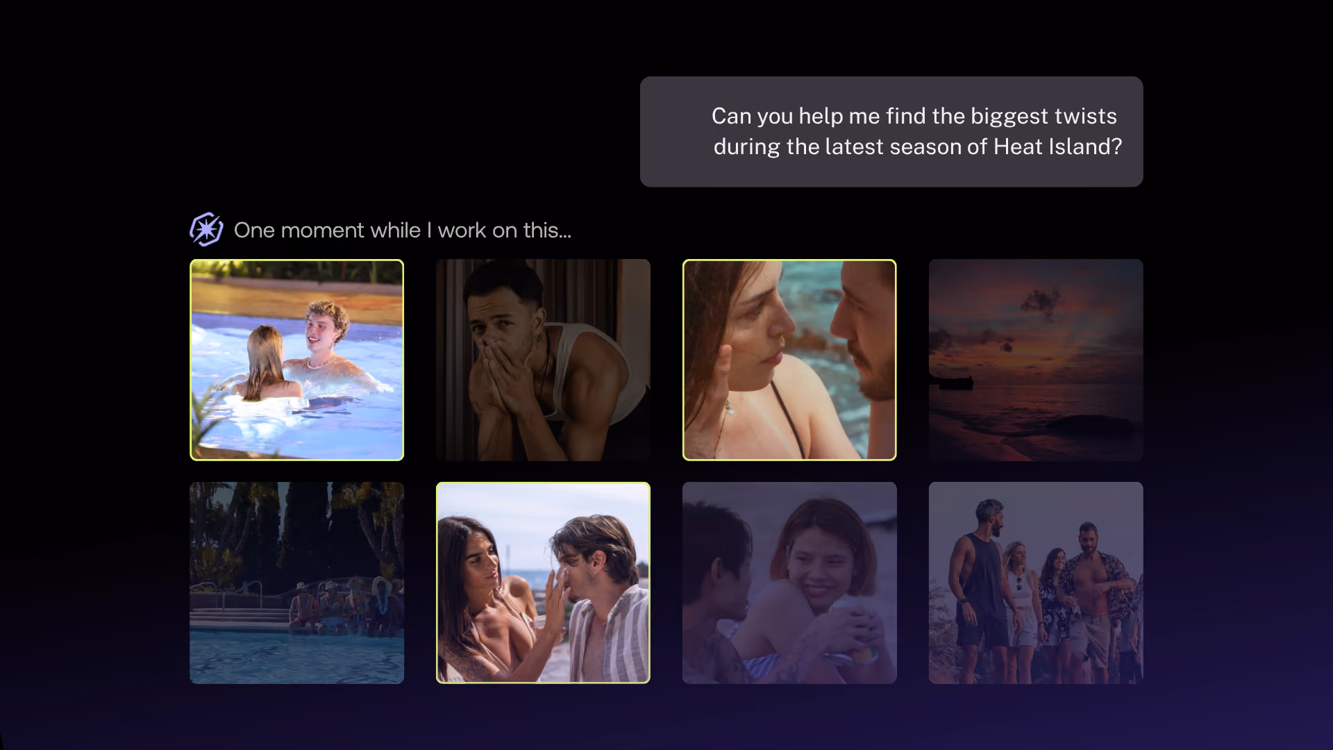 A show open in Moments Lab with a scene selected, showing its description and narrative tags