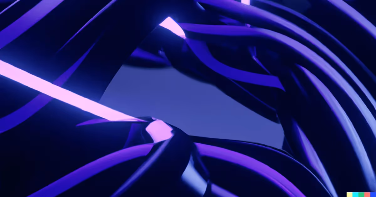 A series of purple-blue intertwining threads conceptualizing fusion.