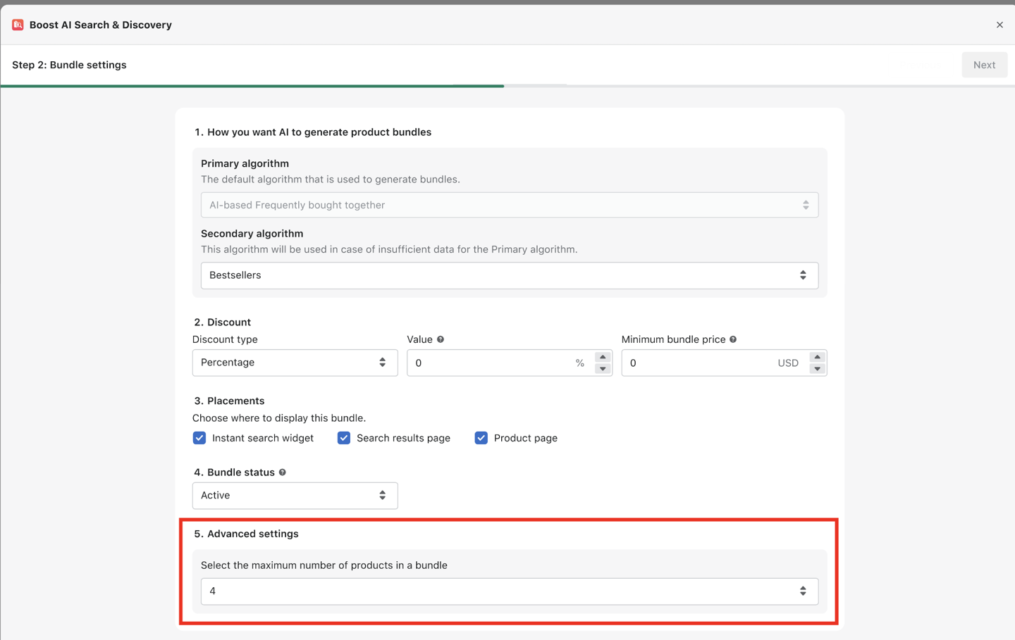 set product limit for ai bundle boost commerce