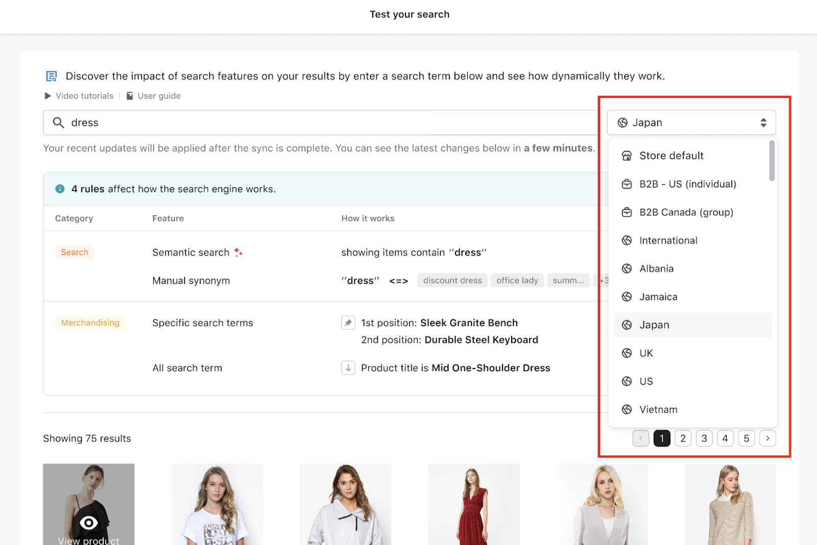 test your search by market 