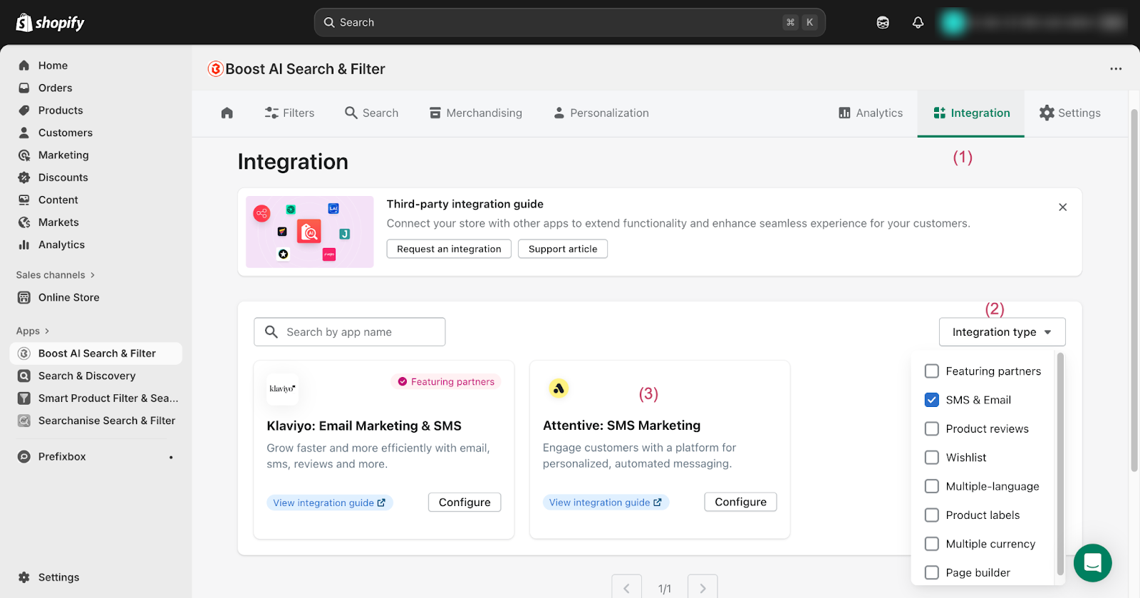activate attentive integration from boost dashboard