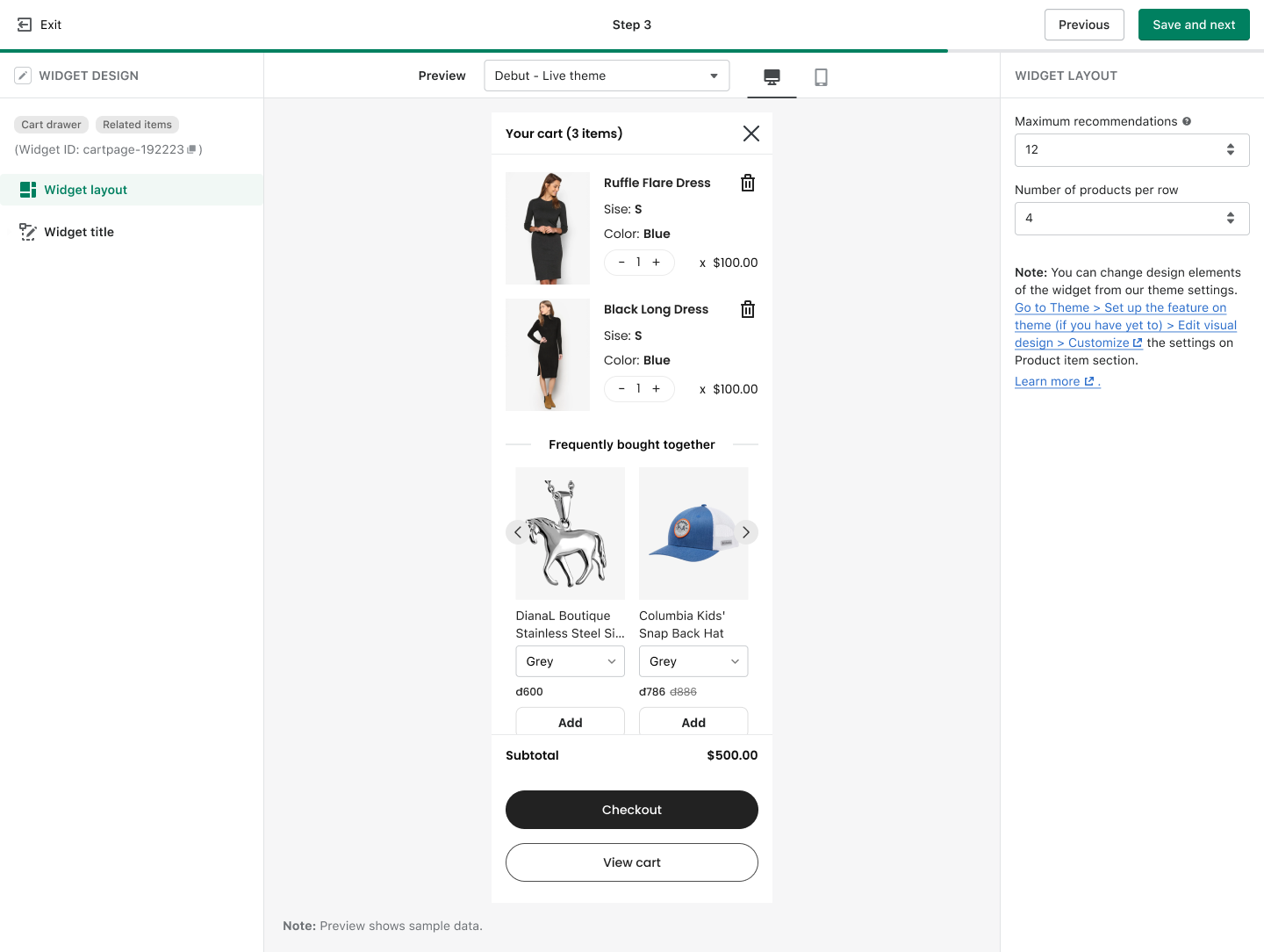 style recommendation widget
