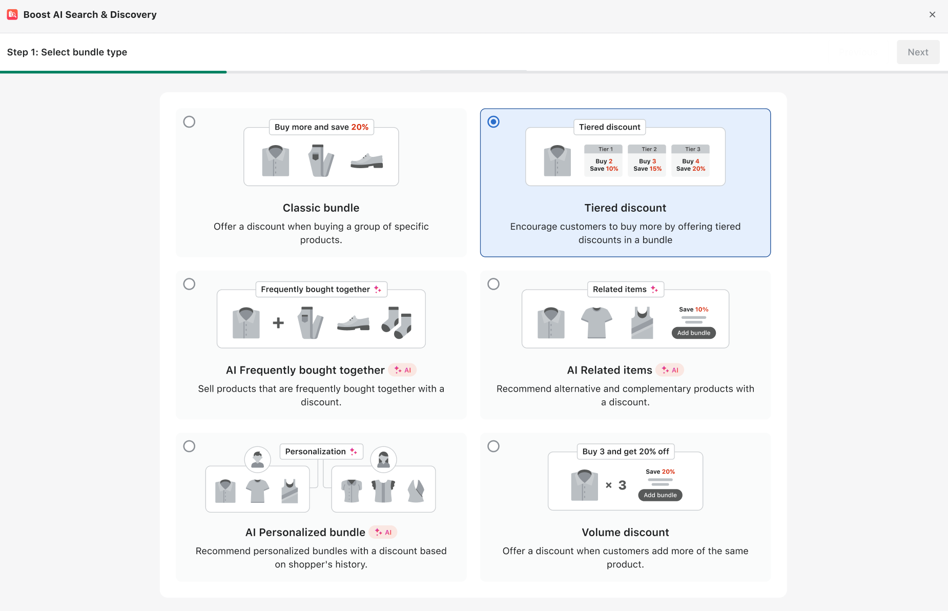 create tiered discount bundles in boost commerce 