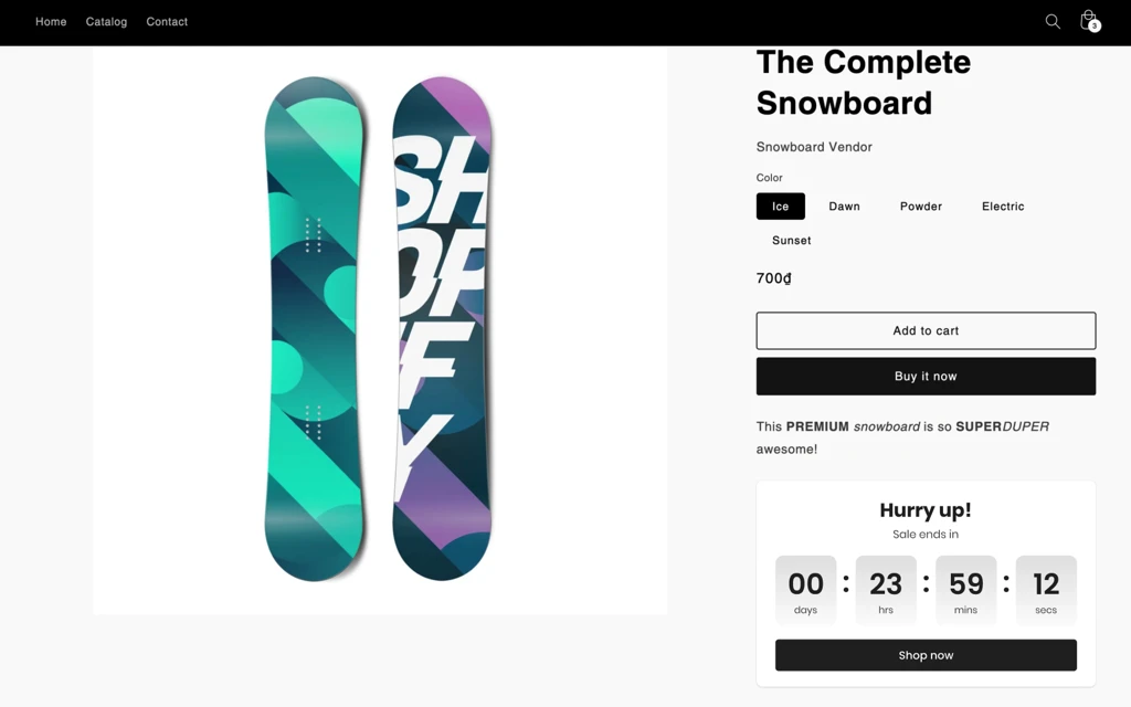 countdown timer on product page boost commerce