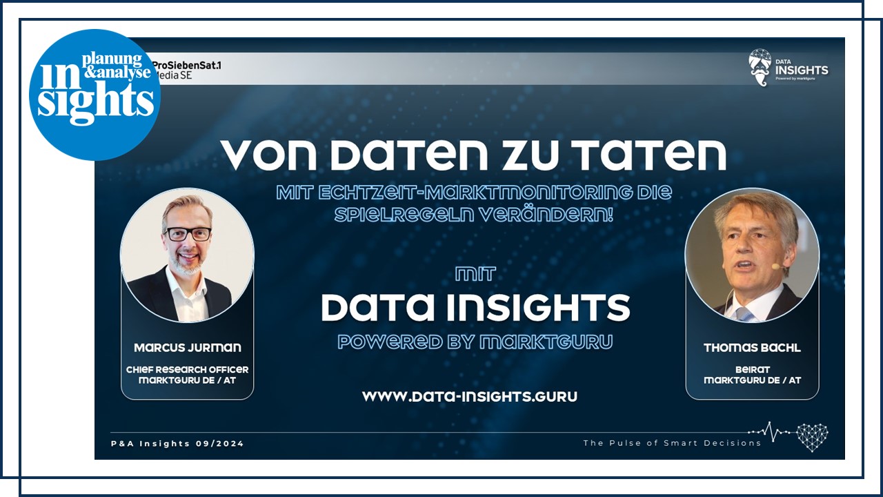 Marcus Jurman /Chief Research Officer/ und Thomas Bachl /marktguru Board Member & ehemaliger Geschäftsführer von GfK/ präsentieren die neuesten Marktforschungsansätze beim planung&analyse Insights 2024 Event