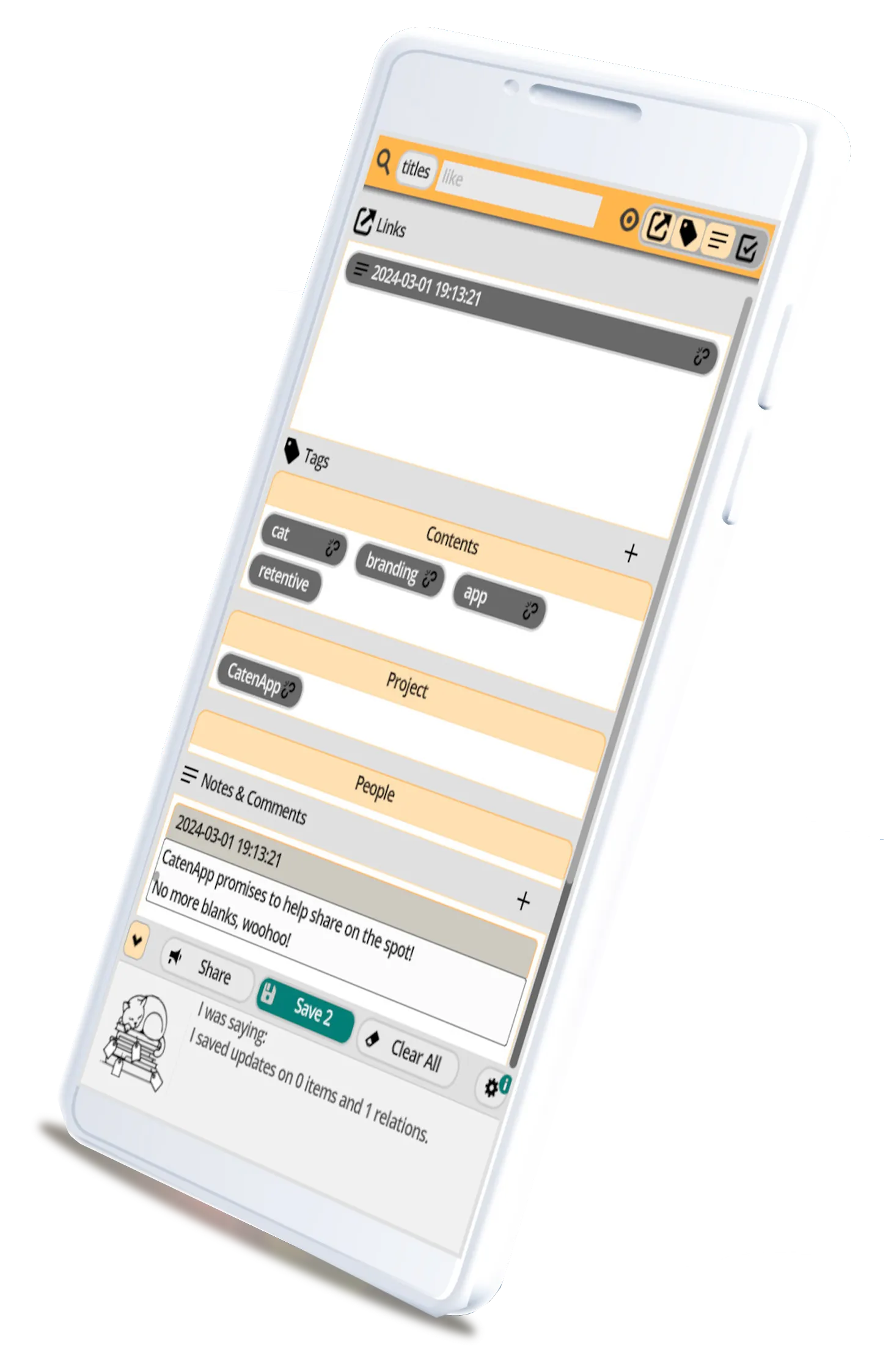 Vue de l'application dans un écran mobile.