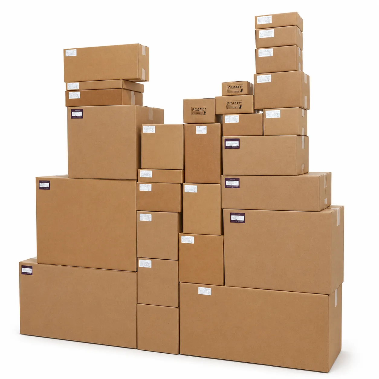 Variedad de tamaños de cajas de cartón de Tridente