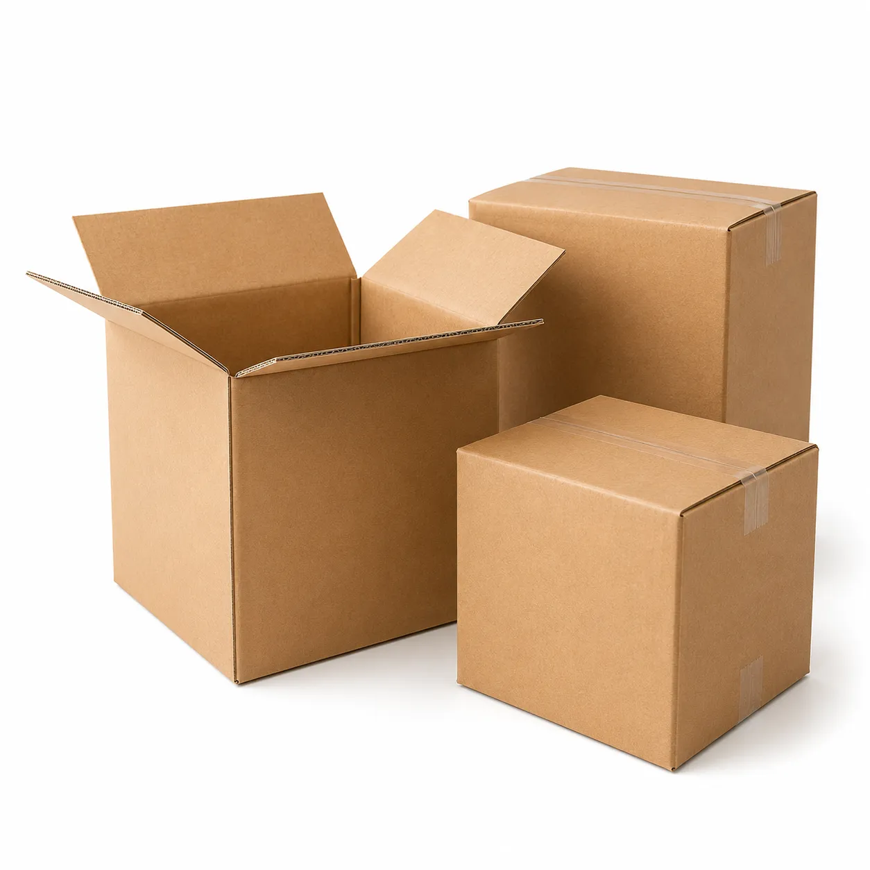 Cajas de cartón abiertas y cerradas